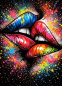 Preview: Diamond Painting Bunte Lippen wo sich Küssen